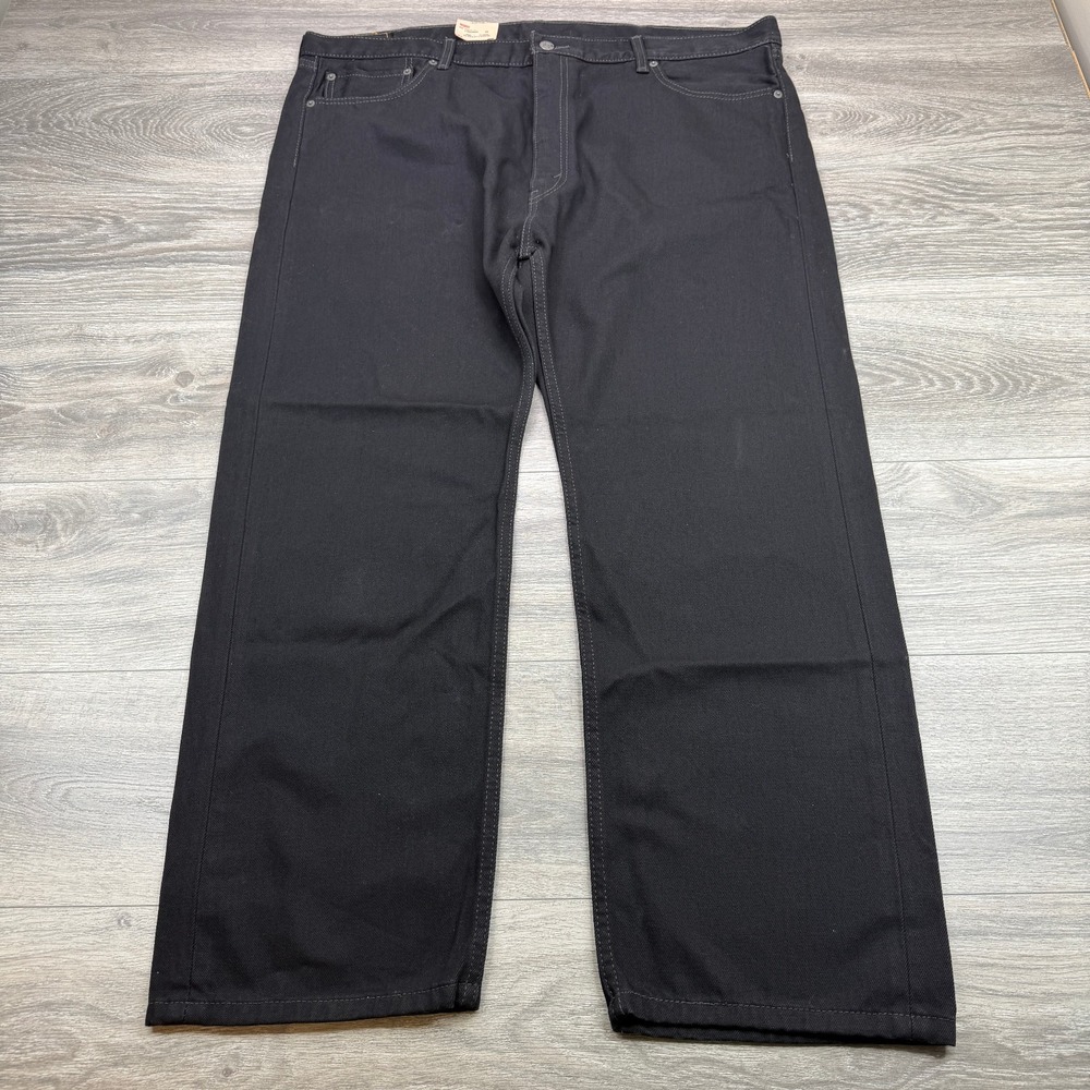 Levis 505 Jeans Mens 44x30 Black Regular Fit Straight Leg 5 Pocket Denim 90s Dad